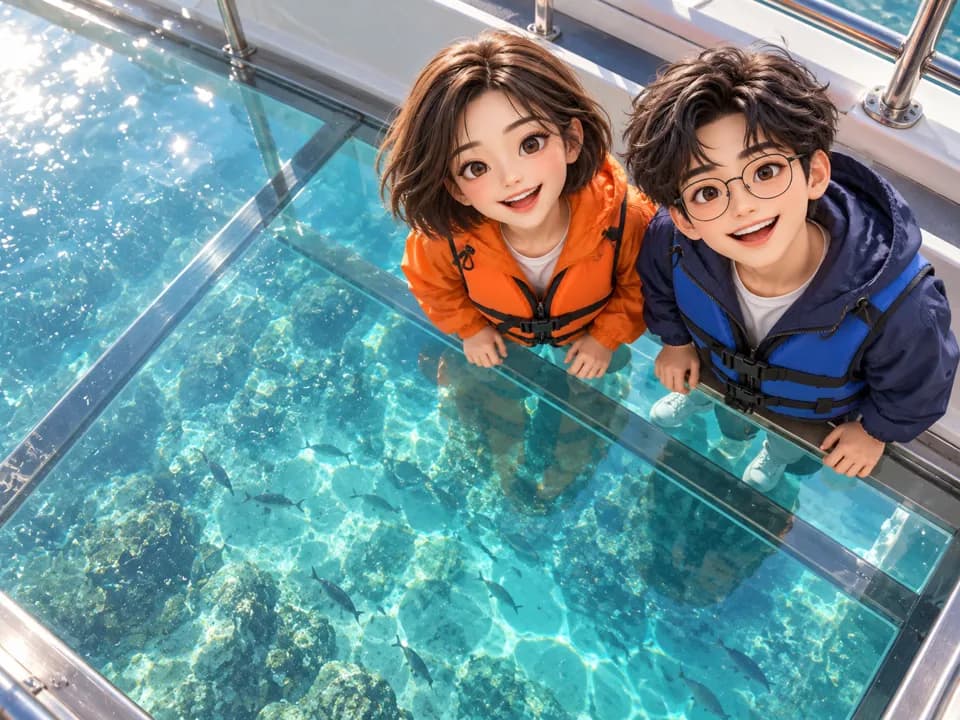 송악산 유리바닥보트 사진